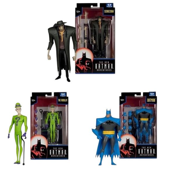 McFarlane Toys New Batman Adventures 3 Pack - Batman~Riddler~Scarecrow~Figures